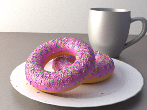 2 donuts and mug Model 3D