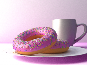 2 donuts and mug Model 3D
