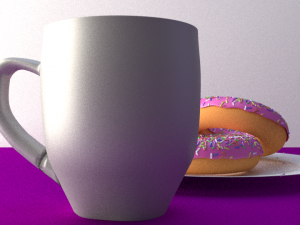 2 donuts and mug Model 3D