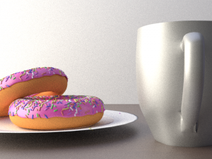 2 donuts and mug Model 3D
