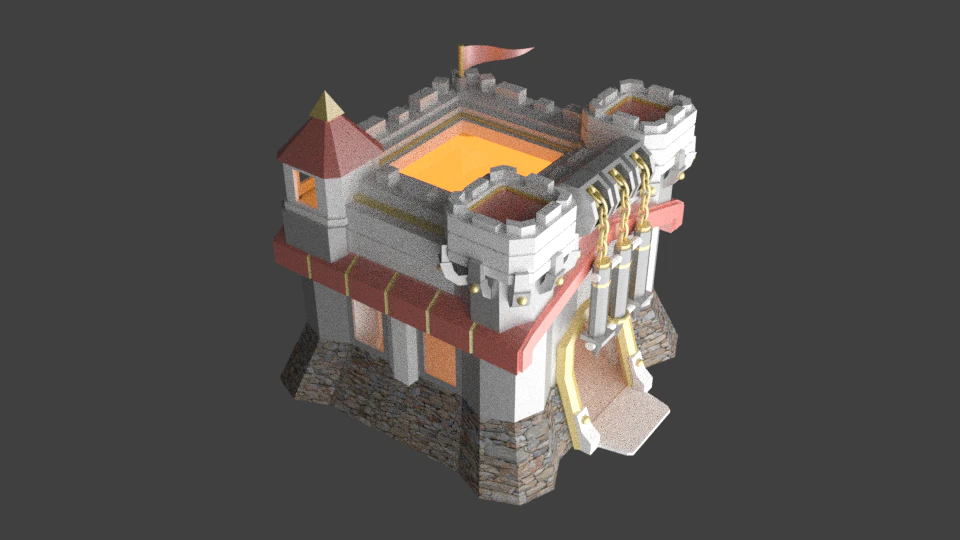 town hall level 11 clash of clans 3D Model .c4d .max .obj .3ds .fbx .stl .blend 