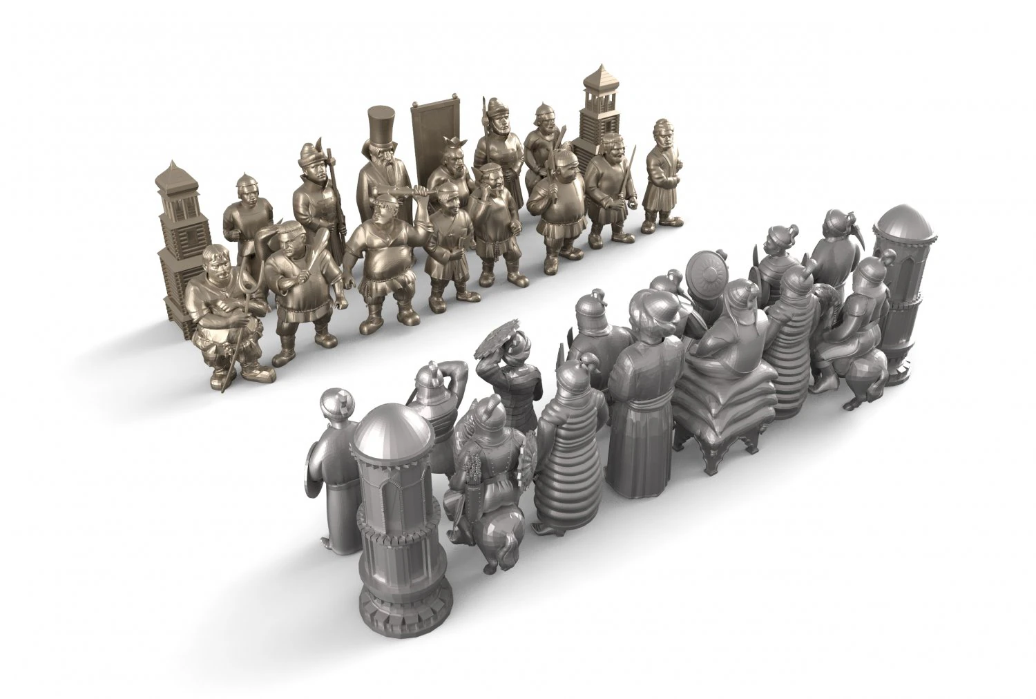 chess mongols-russians 3d stl model 3D Model .c4d .max .obj .3ds .fbx .stl .blend 