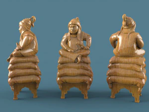 chess mongols-russians 3d stl model 3D Model