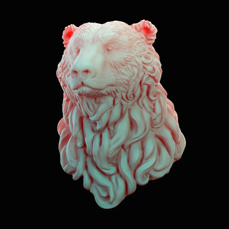 bear head curly 3D Model .c4d .max .obj .3ds .fbx .stl .blend 