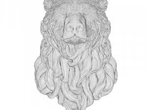 bear head curly Modèle 3D