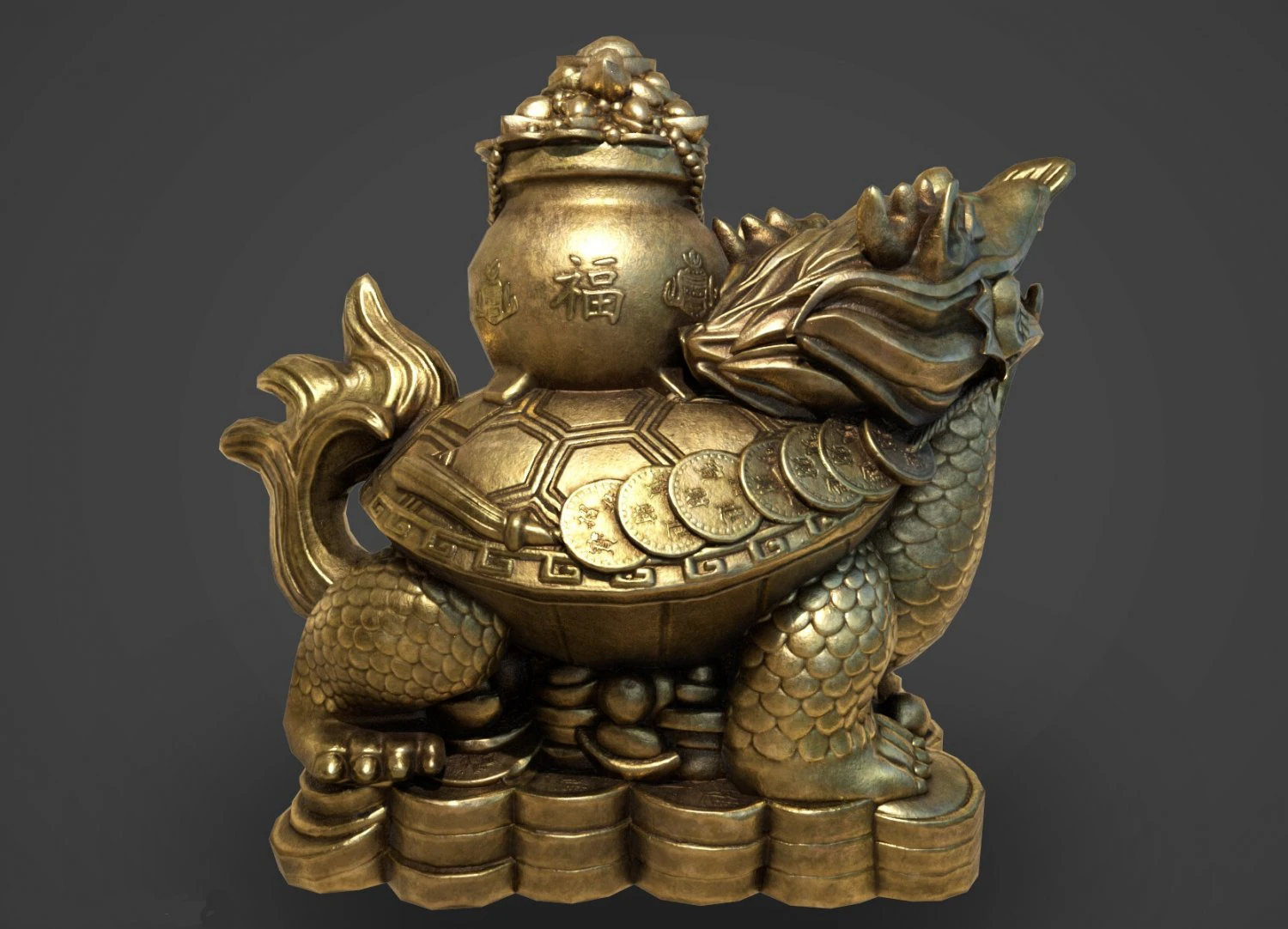 ancient japanese turtle statue 3D Model .c4d .max .obj .3ds .fbx .stl .blend 