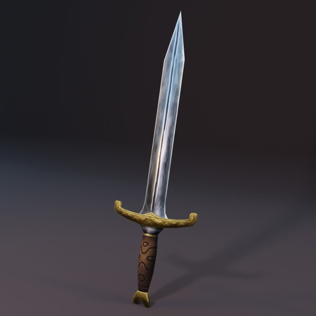 Simple Sword Handpainted 3D मॉडल .c4d .max .obj .3ds .fbx .stl .blend 