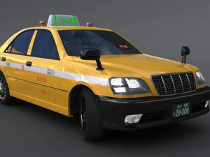 T&aacute;xi de T&oacute;quio amarelo Modelo 3D