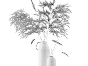 vases set by hm with pampas grass Modello 3D