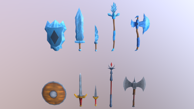 hand painted low poly set for mobile Model 3D .c4d .max .obj .3ds .fbx .stl .blend 