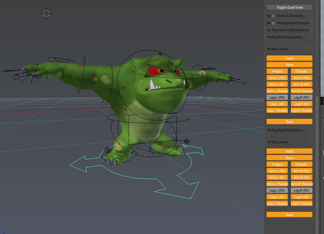 green monster rigged rigify 3D Model .c4d .max .obj .3ds .fbx .stl .blend 