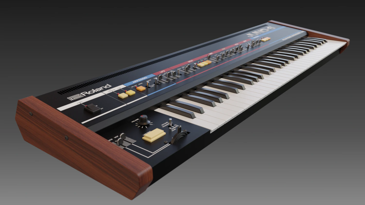roland juno 6 synthesizer 3D Model .c4d .max .obj .3ds .fbx .stl .blend 