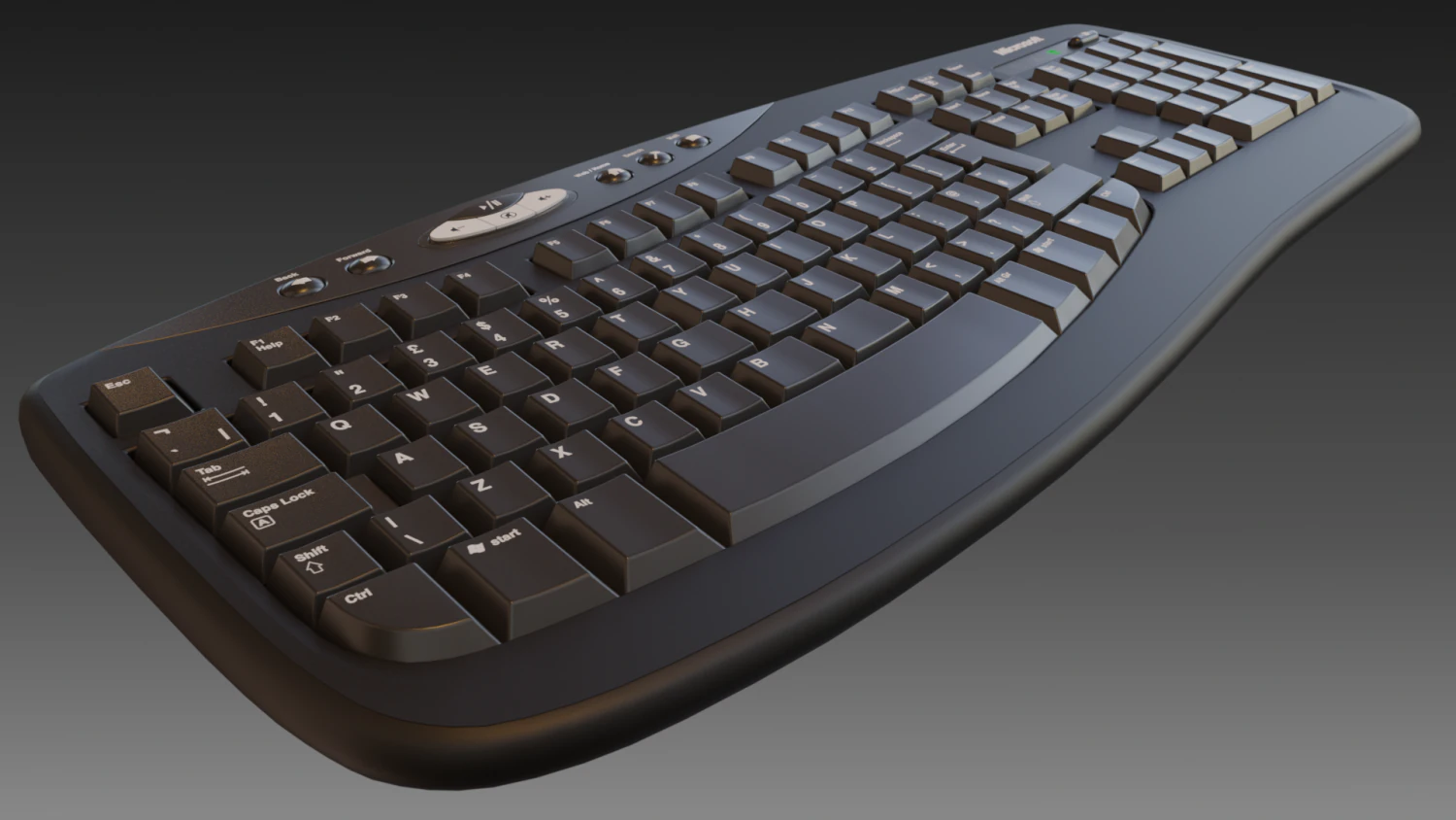 microsoft keyboard 3D Model .c4d .max .obj .3ds .fbx .stl .blend 