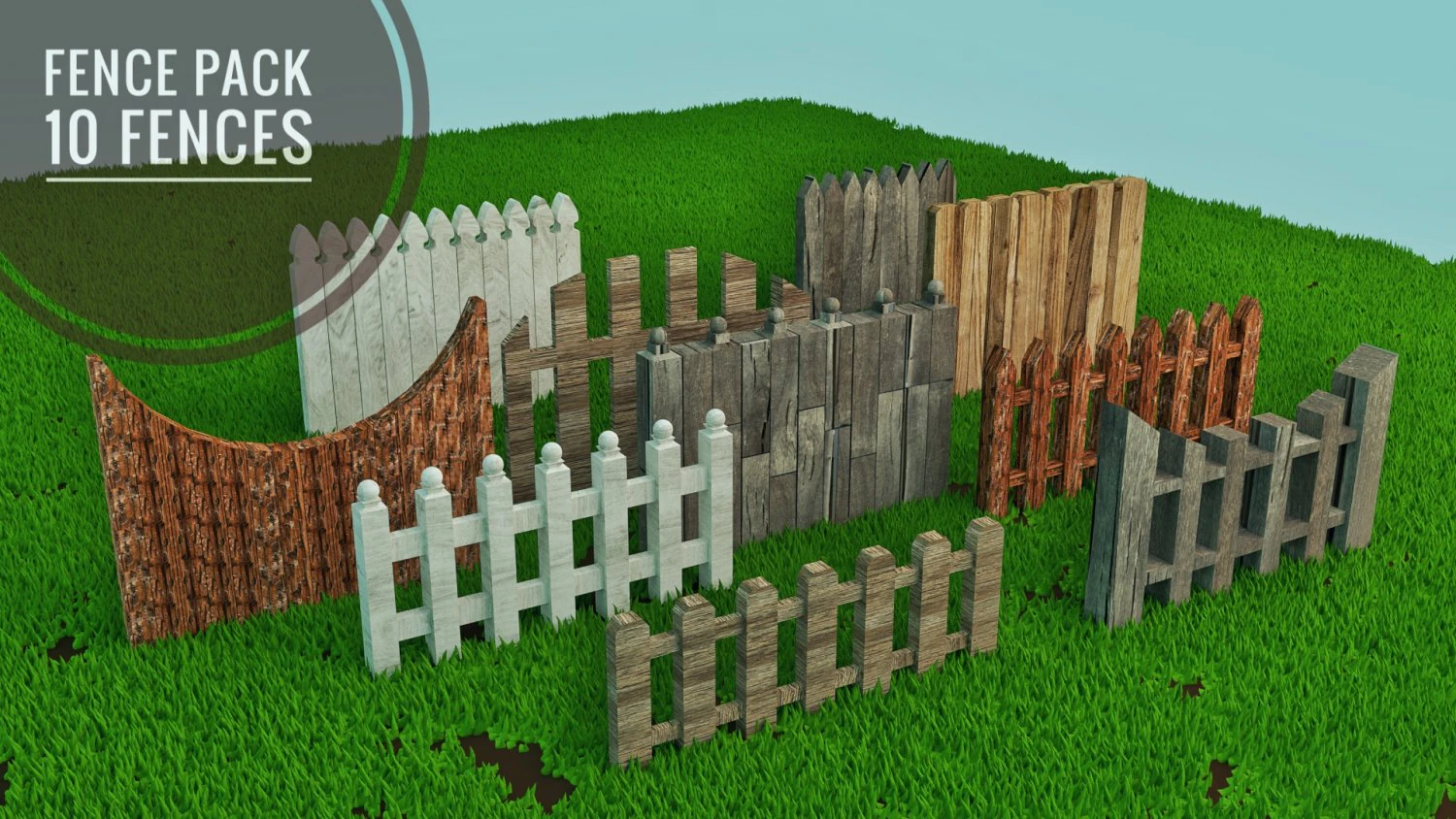 wooden fence pack 10 fences low poly 3D Model .c4d .max .obj .3ds .fbx .stl .blend 