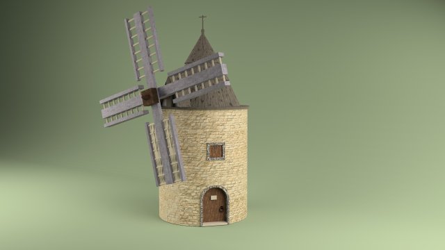 windmill low-poly 3D Модель .c4d .max .obj .3ds .fbx .stl .blend 