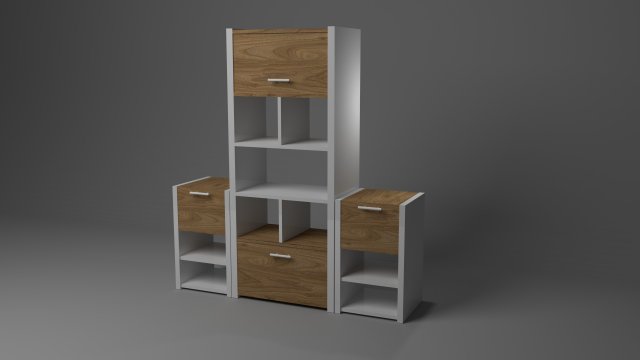 kitchen cabinet low-poly 3D Model .c4d .max .obj .3ds .fbx .stl .blend 