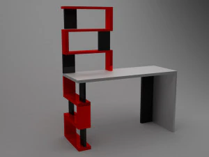 mesa com prateleiras low poly Modelo 3D