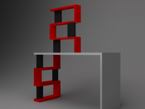 table with shelves low-poly Modèle 3D