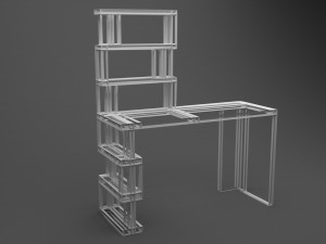 table with shelves low-poly Modèle 3D