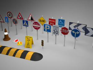 big traffic signs pack low-poly 3D 模型