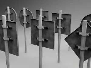 big traffic signs pack low-poly 3D Model