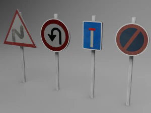 big traffic signs pack low-poly 3D Model