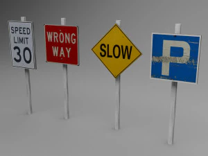 big traffic signs pack low-poly 3D Model