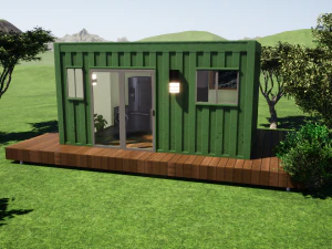 가구가 있는 컨테이너 하우스 3D 모델