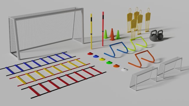 football training equipments 3D Модель .c4d .max .obj .3ds .fbx .stl .blend 