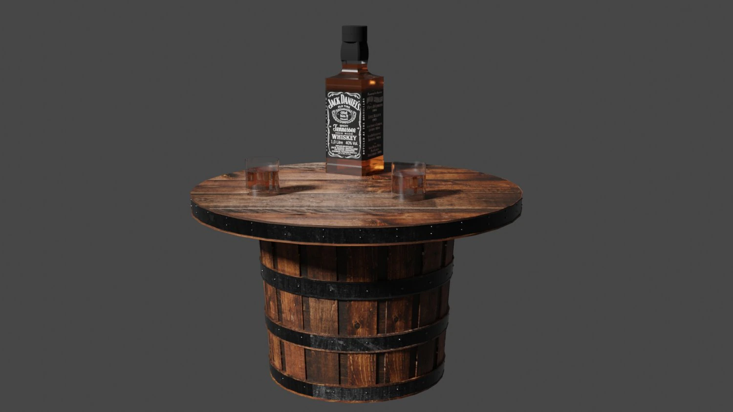 whiskey barrel table 3D Model .c4d .max .obj .3ds .fbx .stl .blend 