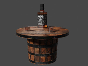 whiskey barrel table Model 3D