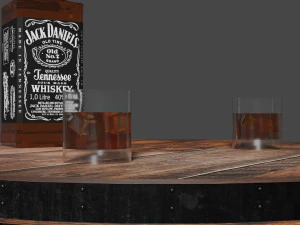 whiskey barrel table 3D Model