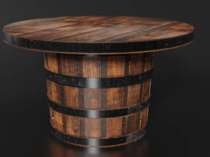 whiskey barrel table 3D Model
