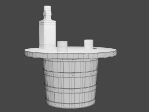 whiskey barrel table 3D Model
