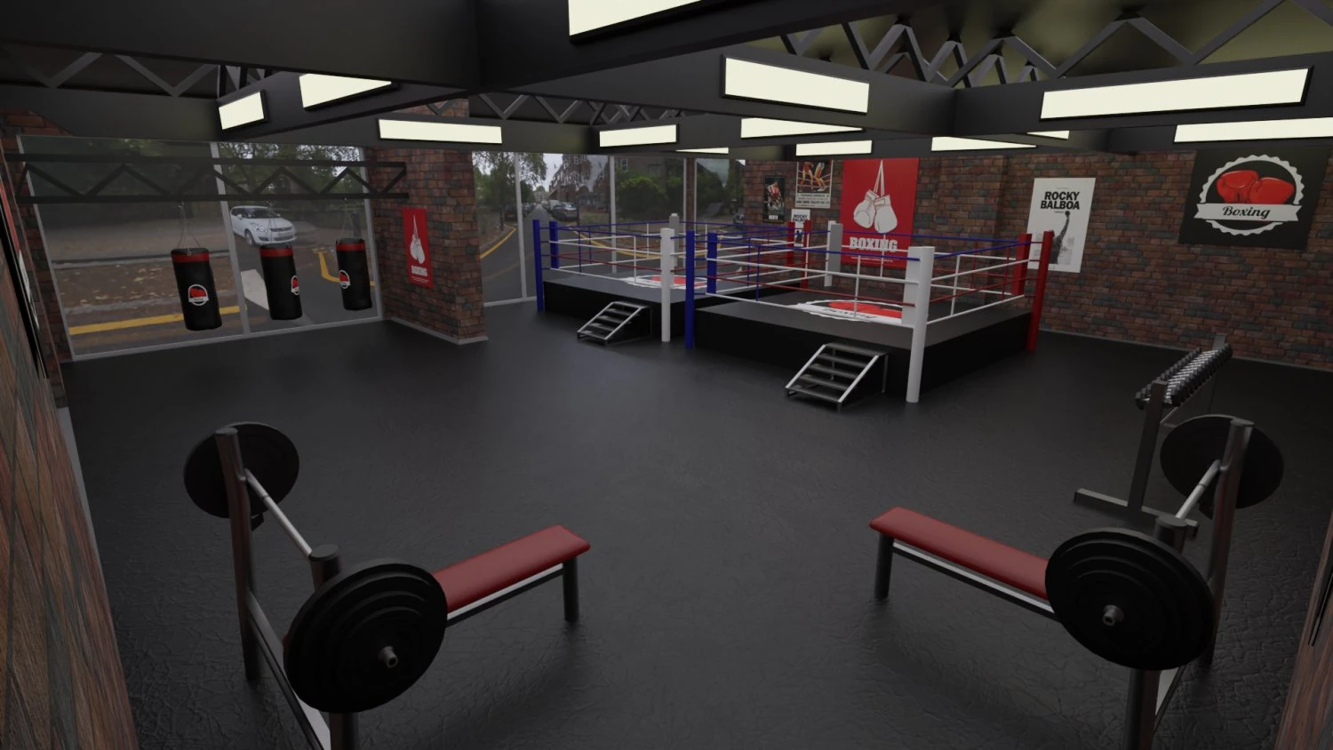 boxing hall - training gym interior 3D Model .c4d .max .obj .3ds .fbx .stl .blend