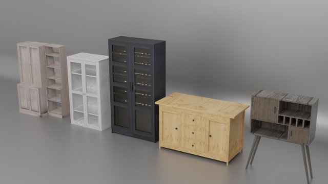 5 cabinet models Modèle 3D .c4d .max .obj .3ds .fbx .stl .blend 