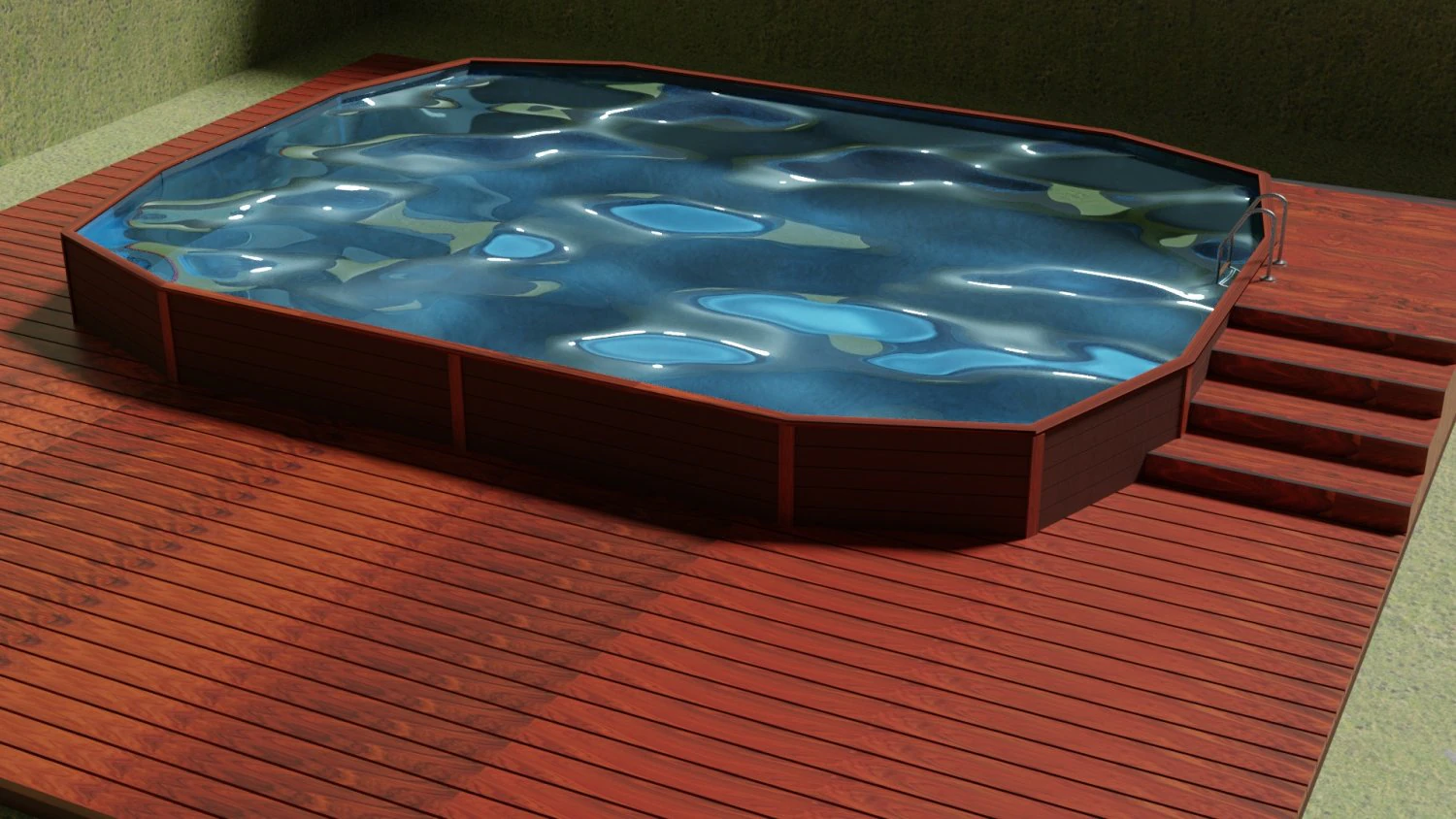 wooden swimming pool 3D Model .c4d .max .obj .3ds .fbx .stl .blend