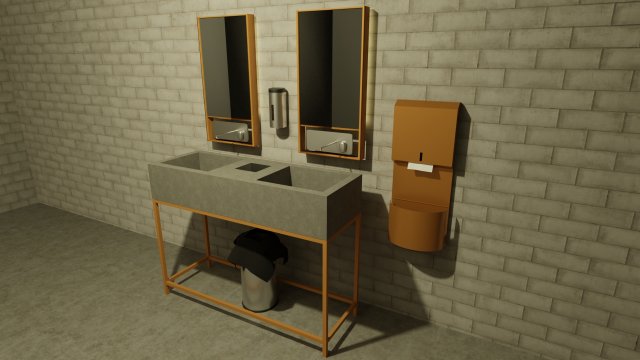 cafe bathroom 3Dモデル .c4d .max .obj .3ds .fbx .stl .blend 