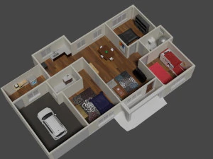 house plan with interiors 3D Model