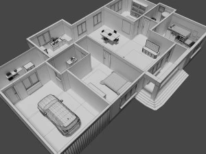 house plan with interiors 3D Model