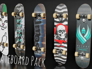 5 skateboard pack 3D Model