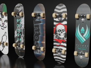 5 skateboard pack 3D Модель