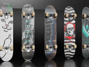 5 skateboard pack 3D Модель
