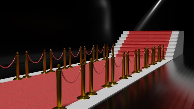 red carpet with golden barriers Model 3D .c4d .max .obj .3ds .fbx .stl .blend 