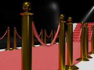 red carpet with golden barriers Model 3D