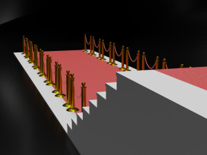 red carpet with golden barriers Model 3D