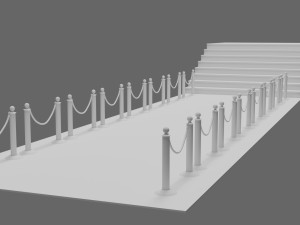 red carpet with golden barriers Model 3D