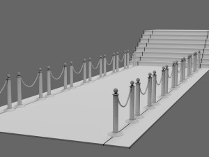 red carpet with golden barriers Model 3D