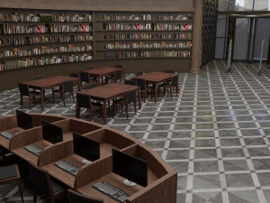 public library interior 3D 모델