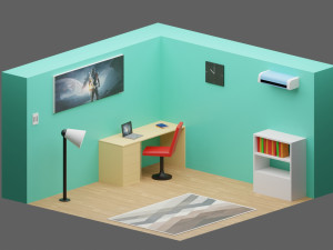 low-poly room Model 3D